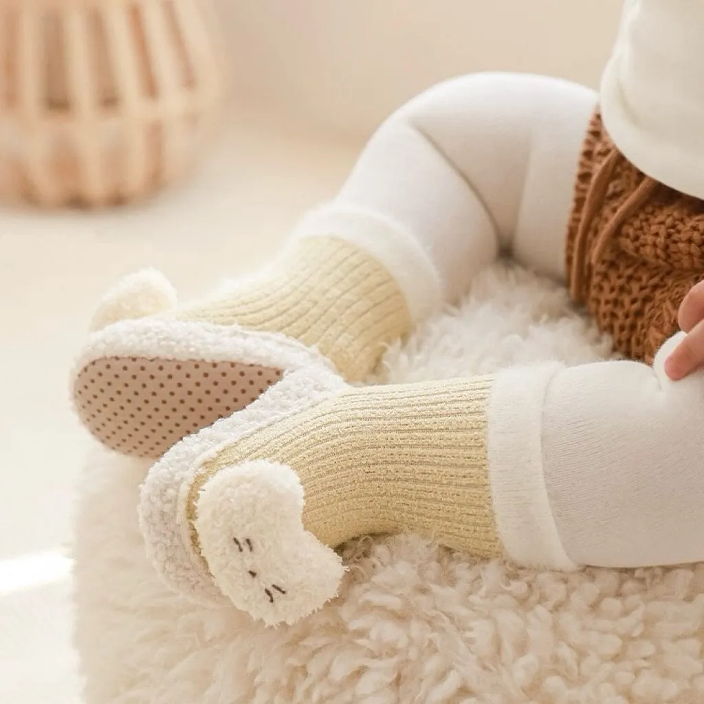 3D Animal Cozy Fleece Baby Walking Socks
