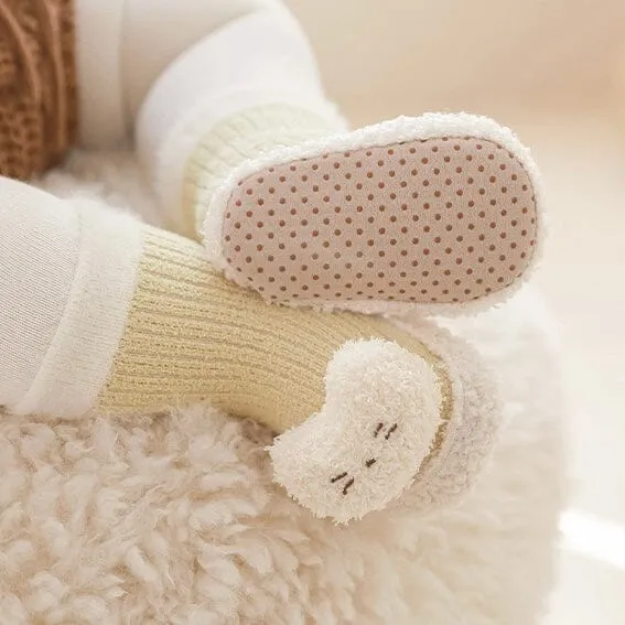 3D Animal Cozy Fleece Baby Walking Socks
