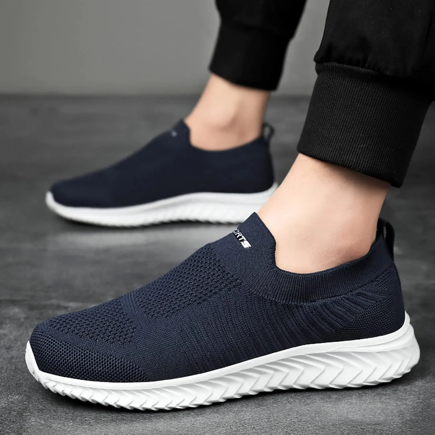 Arch Support Sports Shoes for Men Lightweight Breathable Slip On Running Shoe Outdoor Non Slip Jogging Sneakers