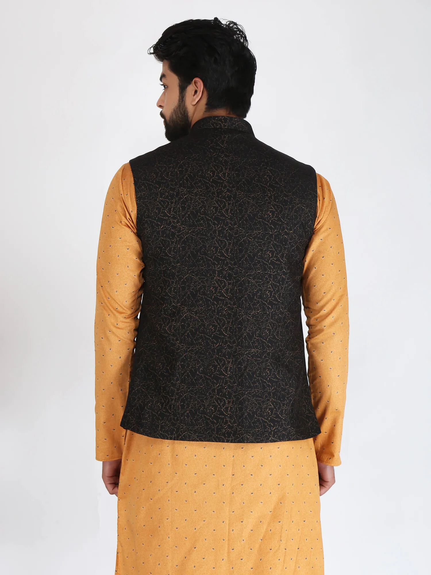 Black Gold Work Nehru Jacket