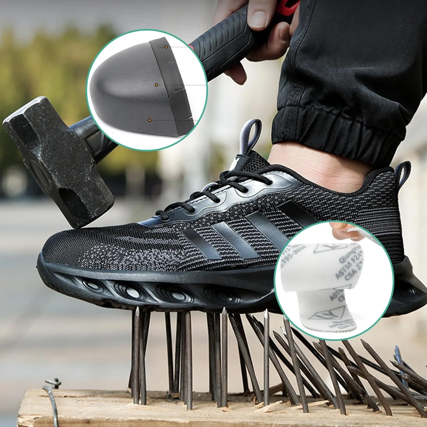 Buhelyc Steel Toe Boots Work Shoes Men's Industrial & Construction Shoes Lightweight Comfortable for Working