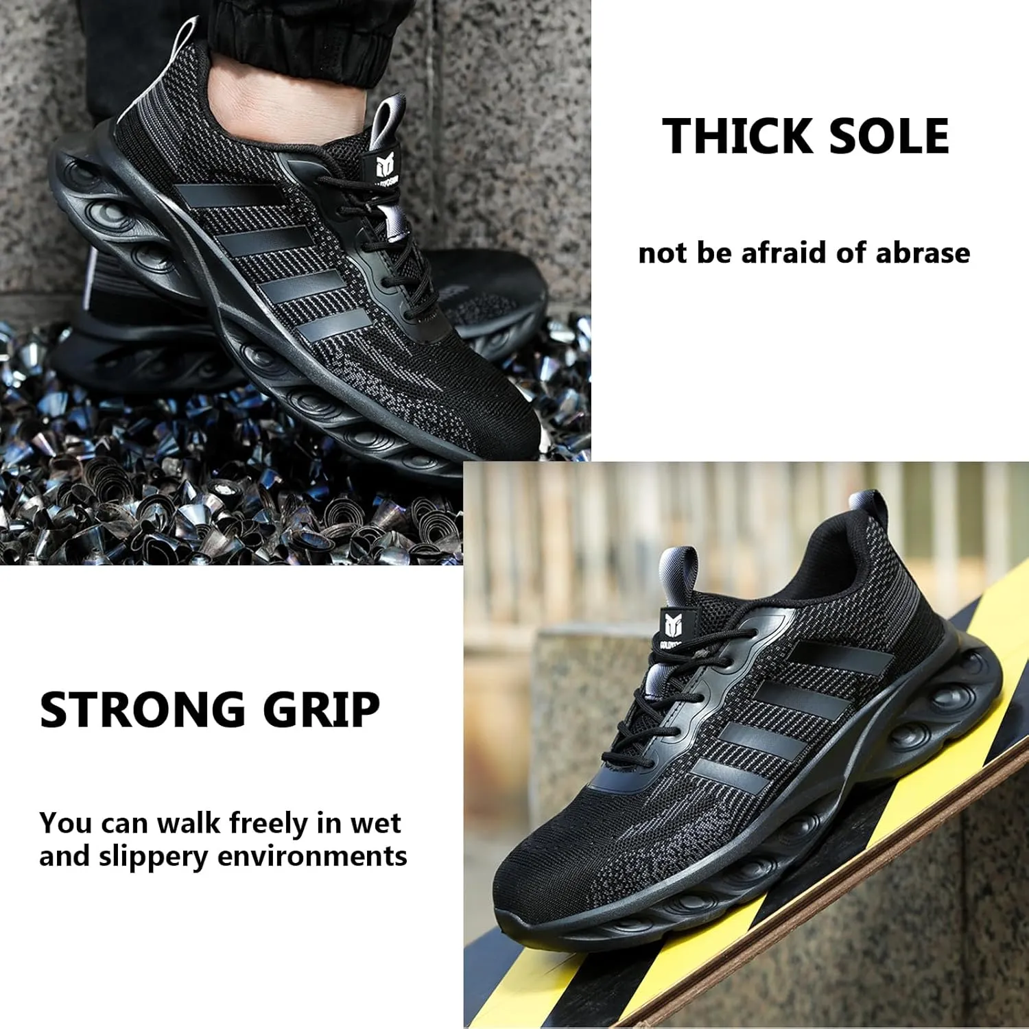Buhelyc Steel Toe Boots Work Shoes Men's Industrial & Construction Shoes Lightweight Comfortable for Working