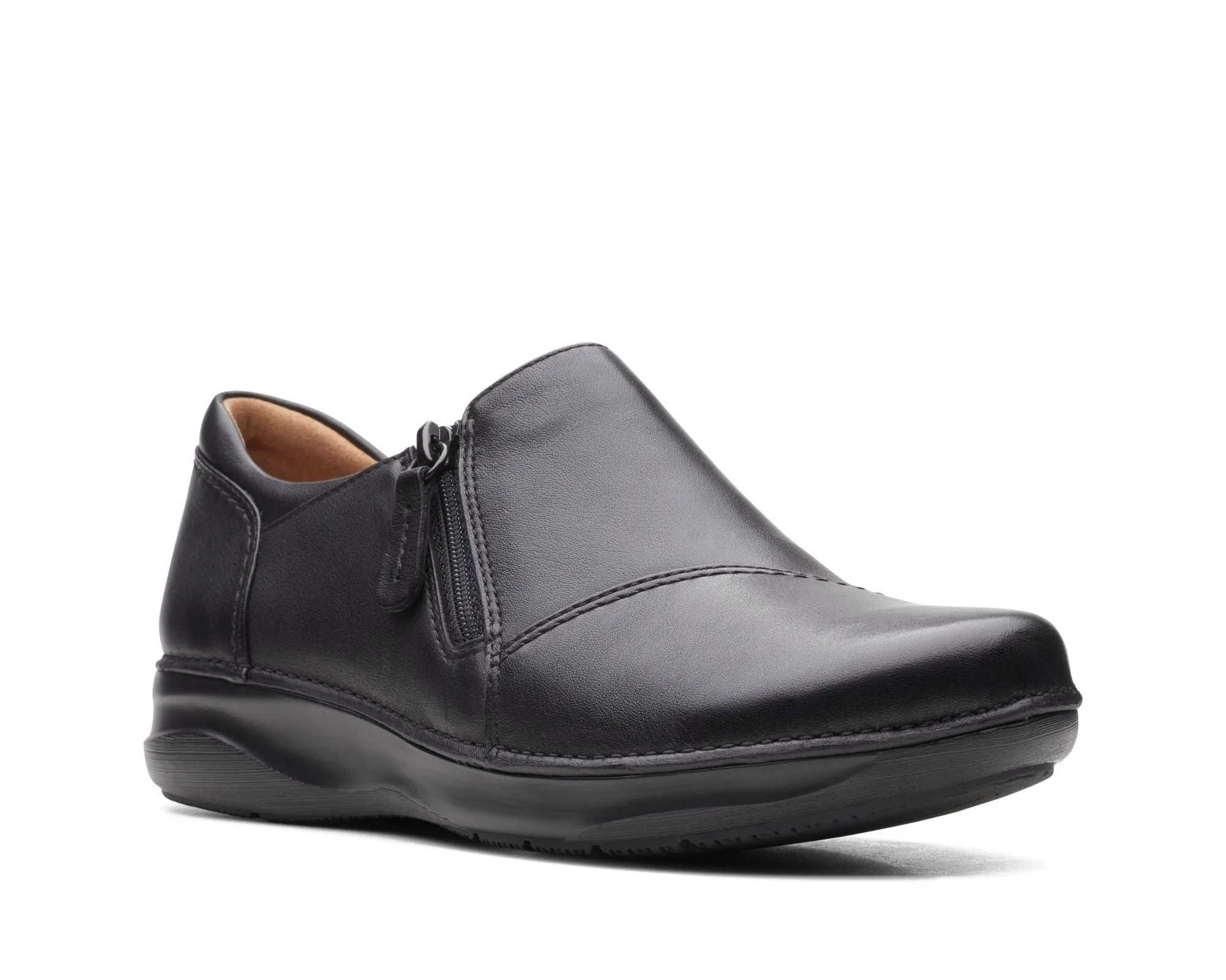 Clarks Appley Zip Black Leather