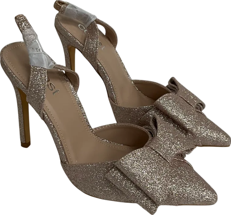 Coast Metallic Tamara Glitter Bow Sling Back Stiletto Court Shoes UK 4 EU 37 