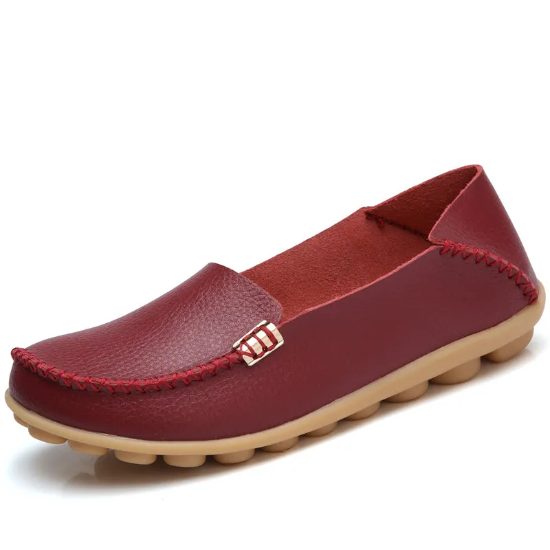 Comfortable Slip On Shoes For Women Flat Leather Work Shoes For Women