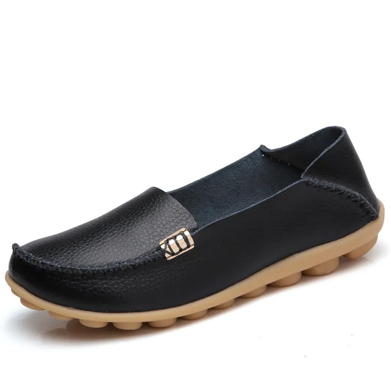 Comfortable Slip On Shoes For Women Flat Leather Work Shoes For Women