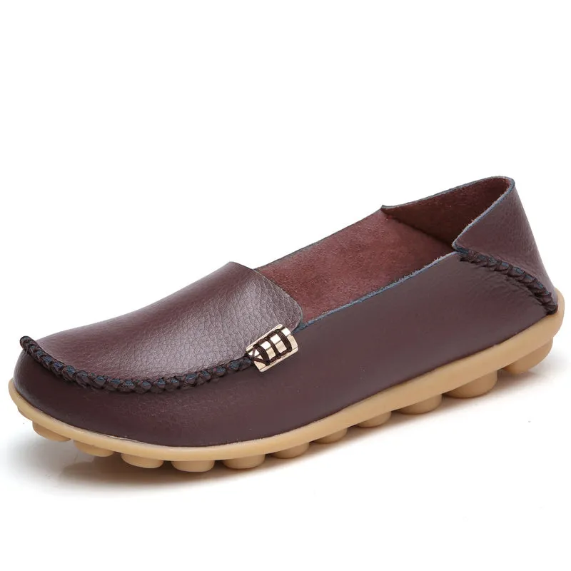 Comfortable Slip On Shoes For Women Flat Leather Work Shoes For Women