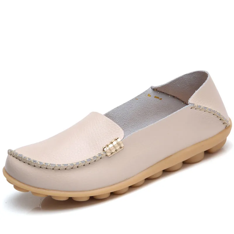Comfortable Slip On Shoes For Women Flat Leather Work Shoes For Women