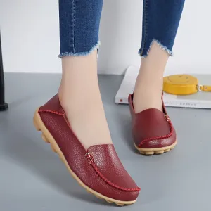 Comfortable Slip On Shoes For Women Flat Leather Work Shoes For Women