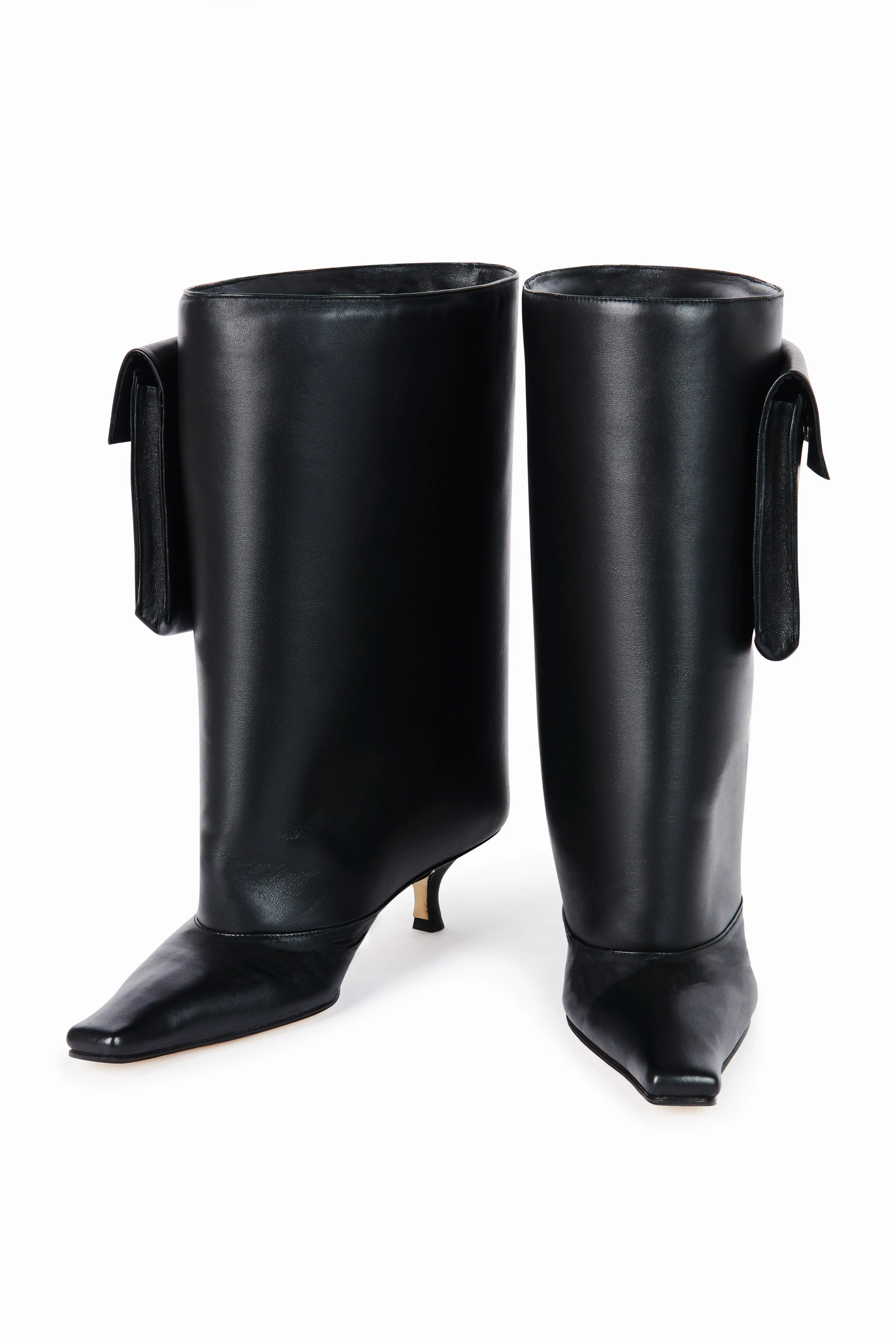 Dana Tasca Kitten Heel Cylinder Boots Pocket Black
