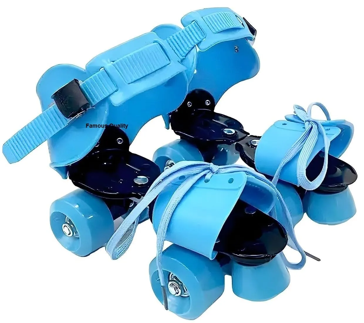 Famous Quality® Adjustable Indoor/Outdoor Quad Dry Roller Skates for Girls and Boys;Age Group 5-12 Years; Metal Plastic, Blue