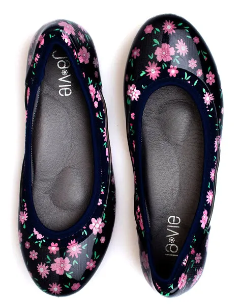 ja-vie baby floral navy jelly flats shoes