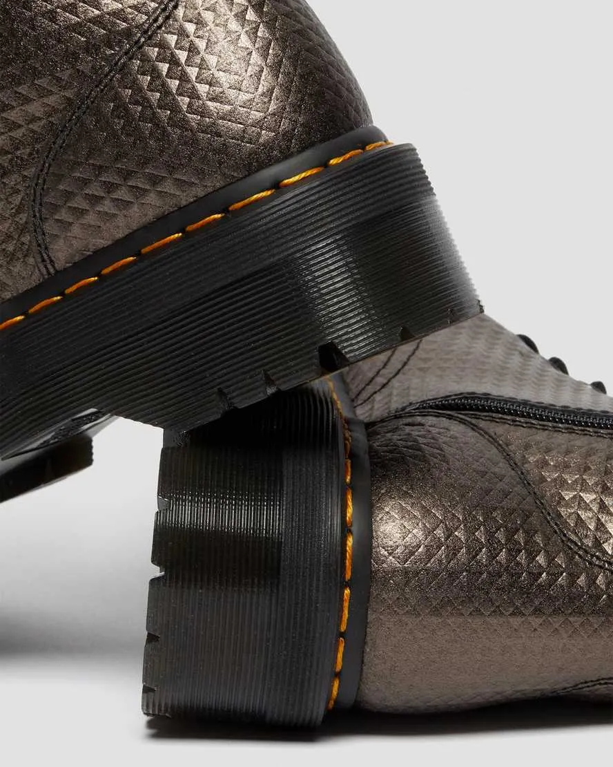 Jadon Gunmetal Stud Embossed Leather Platform Boots