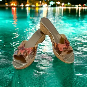 Jimmy Choo Prima Snakeskin Pink & Orange Cork Platform Sandals Size 39 Jimmy Choo Prima Snakeskin Pink & Orange Cork Platform Sandals Size 39