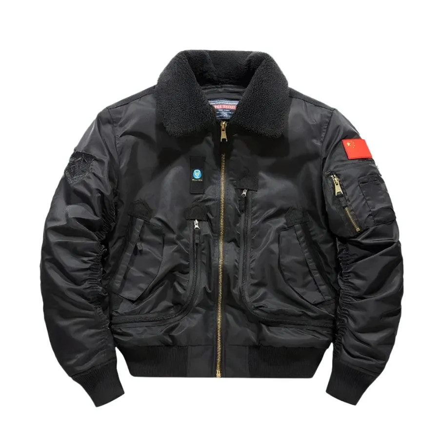 Lapel Collar Pilot Air Force Coat- Army Green Bomber Tactical Military Jacket
