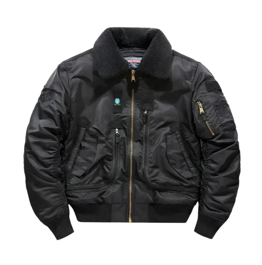 Lapel Collar Pilot Air Force Coat- Army Green Bomber Tactical Military Jacket