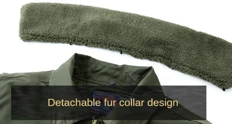 Lapel Collar Pilot Air Force Coat- Army Green Bomber Tactical Military Jacket