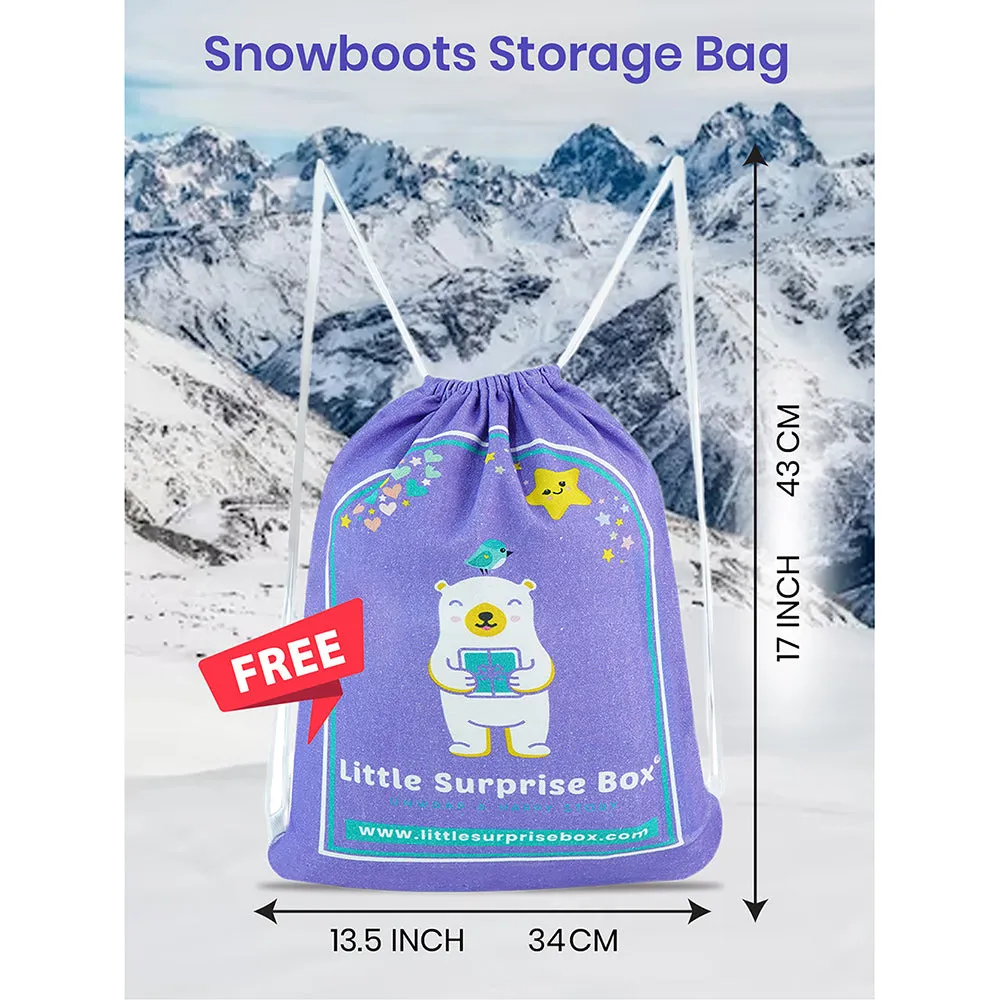 Little Surprise Box, Blue Snowflake Waterproof Winter Snow Boots For Kids For Minus Degree Temperature