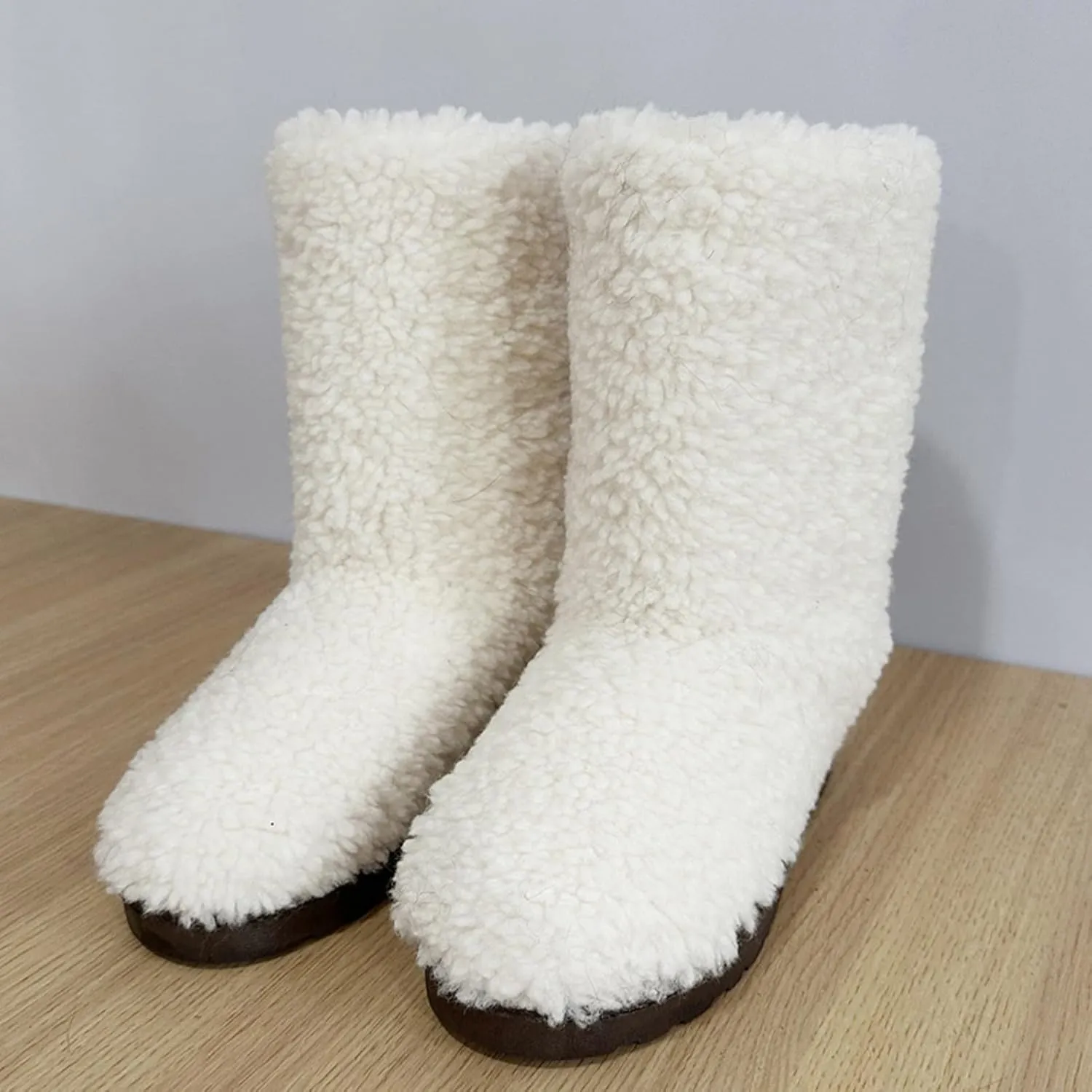 LLTMALL Women's Curly Faux Fur Snow Boots Mid Length Winter Cold Weather Boots