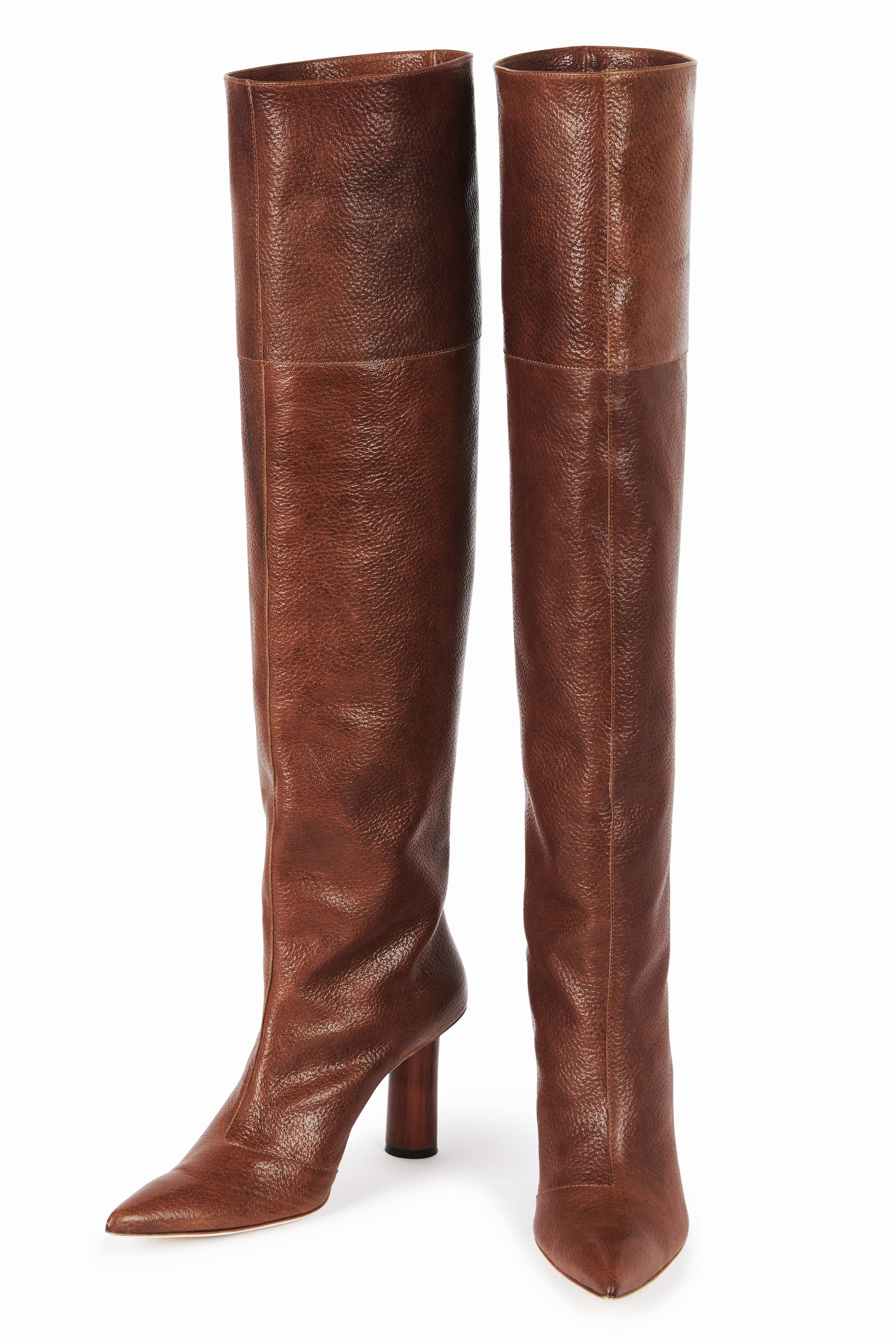 Maya Boot Over-The-Knee High Boot With Cylinder Heel Brown