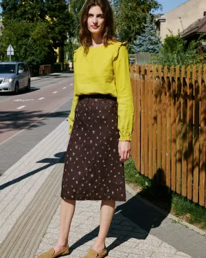 R: MATERA linen skirt (Size: S; Color: Espresso Rose)