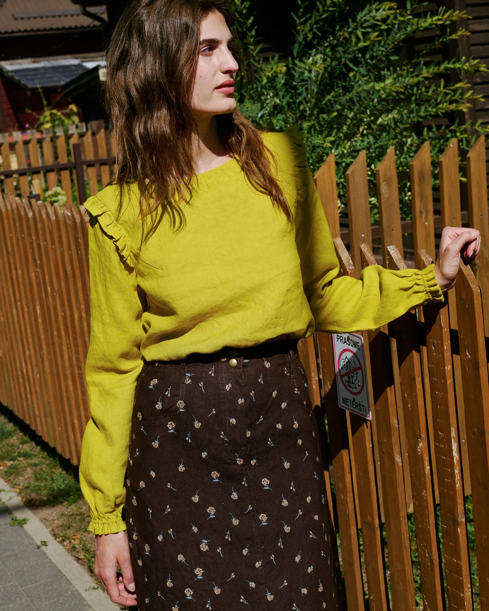 R: MATERA linen skirt (Size: S; Color: Espresso Rose)