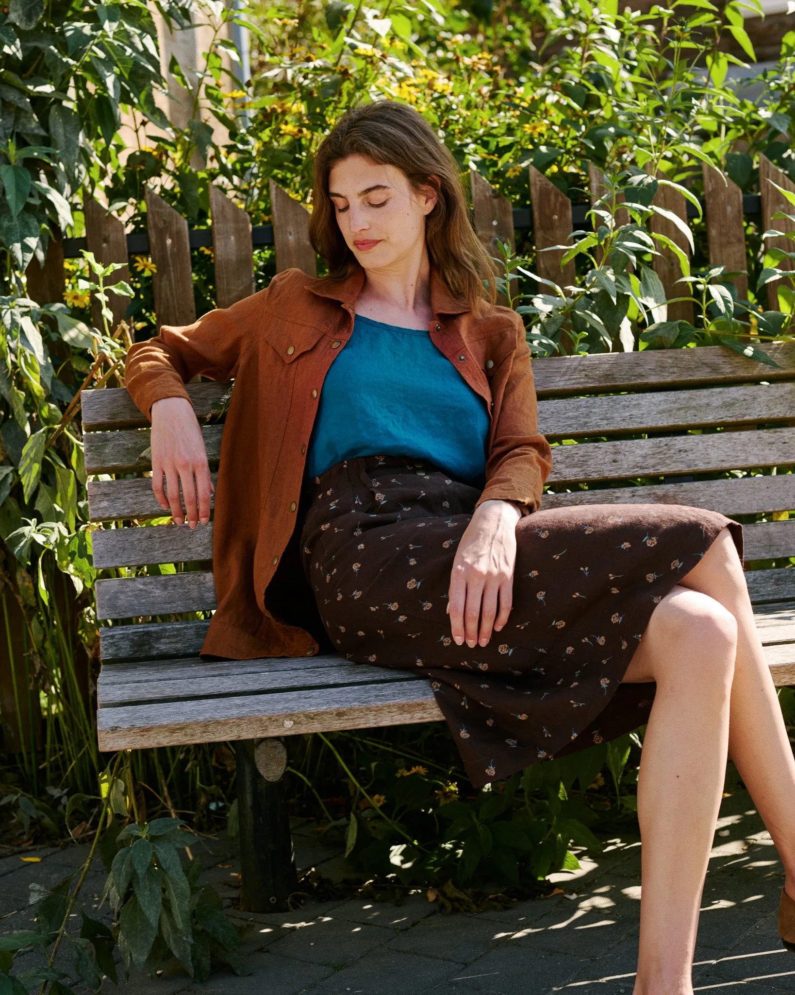 R: MATERA linen skirt (Size: S; Color: Espresso Rose)