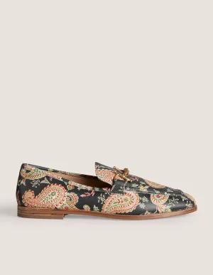 Snaffle Detail Leather Loafers-Black, Paisley