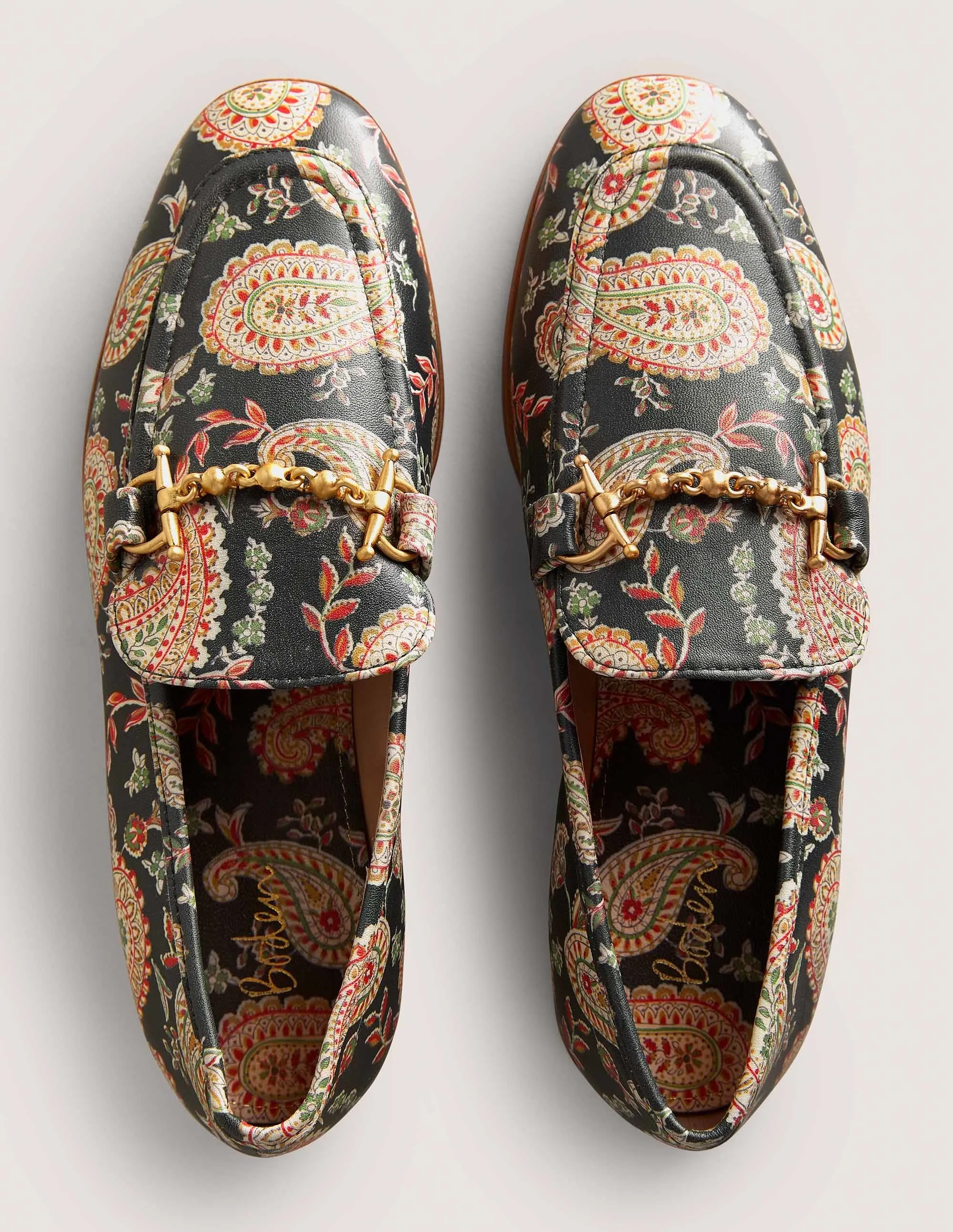 Snaffle Detail Leather Loafers-Black, Paisley