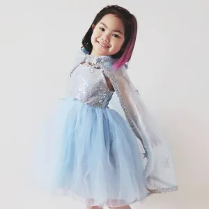 Snow Queen Cape, Blue Silver, Size 5-7