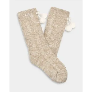 UGG PomPom Fleece Crew Sock In Cream 1014837