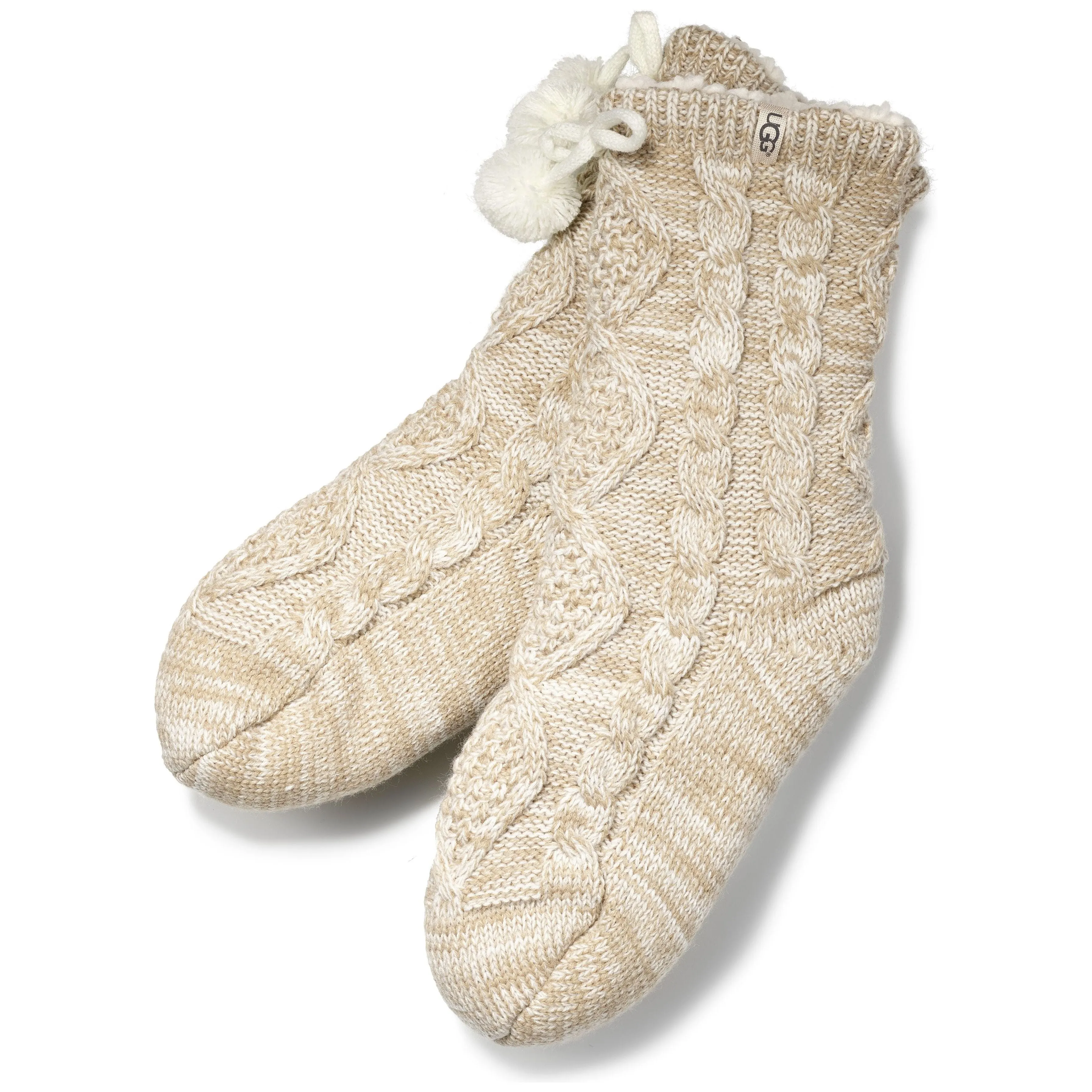 UGG Women's Pom Pom Fleece Lined Crew Sock in Cream
