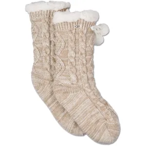 UGG Women's Pom Pom Fleece Lined Crew Sock in Cream